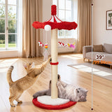 Load image into Gallery viewer, Large 39” Tall Carousel Cat Tree • Multi-Level Cat Scratching Post • Rotating Top &amp; Hanging Toys • Suitable for Indoor Cats, Adult Cats, Kittens • Space-Saving Vertical Climbing Tower for Modern Decor • Cat Furniture
