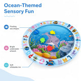 Load image into Gallery viewer, BDTGP Pet Water Play Mat for Cats And Dogs, Inflatable Ocean-Themed Toy with Floating Shapes, Indoor And Shaded Outdoor Activity Mat, Without Battery