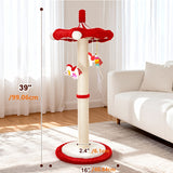Load image into Gallery viewer, Large 39” Tall Carousel Cat Tree • Multi-Level Cat Scratching Post • Rotating Top &amp; Hanging Toys • Suitable for Indoor Cats, Adult Cats, Kittens • Space-Saving Vertical Climbing Tower for Modern Decor • Cat Furniture