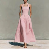 Load image into Gallery viewer, 2026 European and American Spring and Summer Neck-Hanging Linen-Style Leisure Fashion Slim-Fitting Pocket
