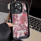Load image into Gallery viewer, Pink Cute Butterfly Silicone Soft Phone Case For iPhone 17 16PRO 15 14 13 12 11PROMAX Shockproof Candy Cover