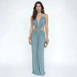 Load image into Gallery viewer, Sexy Women's Backless Dress Halter Sleeveless Waist Hollow Out Solid Female Dresses 2026 Summer Vacation Beach Fashion Lady Robe