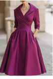 Load image into Gallery viewer, Women's Vintage V Neck Long Sleeve Wrap Waist A Line Midi Dress with Pockets