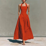 Load image into Gallery viewer, 2026 European and American Spring and Summer Neck-Hanging Linen-Style Leisure Fashion Slim-Fitting Pocket