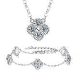 Load image into Gallery viewer, D-Color VVS1 Four Leaf Clover Moissanite Jewelry Set 3 IN 1 Necklace Earrings Bracelet GRA Certified Pass Diamond Tester 18K Gold Plated S925 Sterling Silver Luxury Stackable Fine Jewelry Wedding Anniversary Party Gift For Women