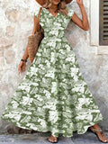 Load image into Gallery viewer, 2026 Vintage Floral Print Dress Elegant V-Neck Short Sleeve Long Women's Fashion Retro Gown