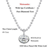 Load image into Gallery viewer, 2/3/4CT Oval Cut D-Color VVS1 Solitaire Moissanite Pendant Necklace 1.5mm Solid Choker S925 Sterling Silver GRA Certified Pass Diamond Tester Luxury Fine Jewelry Wedding Party Anniversary Daily Gift For Women