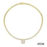 Load image into Gallery viewer, High Quality Geometric 5A CZ Tennis Chain Luxury Long Y Lariat Necklace For Women Fashion Rectangle Charm Choker Jewelry 2026