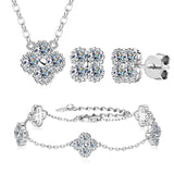Load image into Gallery viewer, D-Color VVS1 Four Leaf Clover Moissanite Jewelry Set 3 IN 1 Necklace Earrings Bracelet GRA Certified Pass Diamond Tester 18K Gold Plated S925 Sterling Silver Luxury Stackable Fine Jewelry Wedding Anniversary Party Gift For Women