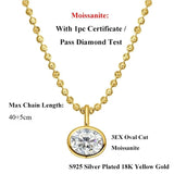 Load image into Gallery viewer, 2/3/4CT Oval Cut D-Color VVS1 Solitaire Moissanite Pendant Necklace 1.5mm Solid Choker S925 Sterling Silver GRA Certified Pass Diamond Tester Luxury Fine Jewelry Wedding Party Anniversary Daily Gift For Women