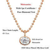 Load image into Gallery viewer, 2/3/4CT Oval Cut D-Color VVS1 Solitaire Moissanite Pendant Necklace 1.5mm Solid Choker S925 Sterling Silver GRA Certified Pass Diamond Tester Luxury Fine Jewelry Wedding Party Anniversary Daily Gift For Women