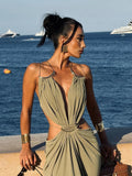 Load image into Gallery viewer, Sexy Women's Backless Dress Halter Sleeveless Waist Hollow Out Solid Female Dresses 2026 Summer Vacation Beach Fashion Lady Robe