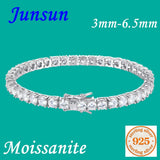 Load image into Gallery viewer, Junsun 3mm to 6.5mm D Color VVS1 Moissanite Tennis Bracelet for Women Men S925 Sterling Silver Fine Jewelry for Wife Husband