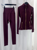 Load image into Gallery viewer, Gold zipper jacket and yoga pants set, sportswear, quick-dry and breathable, slimming and lightweight, tight-fitting