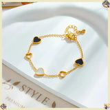 Load image into Gallery viewer, Vintage Black White Enamel Heart Charm BraceletHollow Heart Link Bracelet Elegant Wrist Jewelry for Women