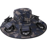 Load image into Gallery viewer, New Summer 6 Fans Solar Fan Hat Breathable UV Protection Wide Brim Sun Cap Fan Visor Cap For Men Outdoor Hiking Camping Fishing
