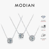 Load image into Gallery viewer, MODIAN Square &amp; Round Halo Moissanite 925 Sterling Silver Pendant Necklace D Color VVS1 Lab Diamond Necklace For Women Jewelry
