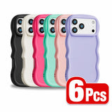 Load image into Gallery viewer, 6 Pcs Wavy Edge Solid Color Soft Touch Shockproof Phone Cases, Minimalist Stylish Protective Covers Compatible with iPhone 12,13,14,15,16,17 Pro Max/Plus/Air