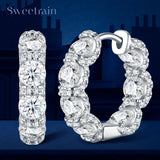 Load image into Gallery viewer, Real 925 Silver Moisanite Earrings D Color 4mm Moissanite Diamond Hoops Earrings for Women Sparking Wedding Fine Jewelry