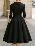 Load image into Gallery viewer, Women's Vintage V Neck Long Sleeve Wrap Waist A Line Midi Dress with Pockets