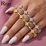 Load image into Gallery viewer, Rrjzz Round D-Color 3mm 2.5mm 2mm Full Moissanite Clover Lucky Bracelet Four Leaf Flower Beaded Bracelet for Women Jewelry Gifts