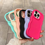 Load image into Gallery viewer, 6 Pcs Wavy Edge Solid Color Soft Touch Shockproof Phone Cases, Minimalist Stylish Protective Covers Compatible with iPhone 12,13,14,15,16,17 Pro Max/Plus/Air