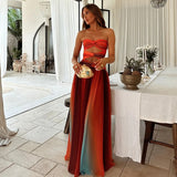 Load image into Gallery viewer, Tie-dye Gradient Hollow Out Women's Maxi Dress Elegant Off Shoulder A-line Hem Long Dresses New Summer 2025 Holiday Female Robes