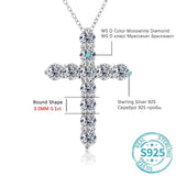 Load image into Gallery viewer, BLUEENCH Full Moissanite Cross Pendant Necklace Original 925 Sterling Sliver Chain Plated 18k White Gold Fine Necklace for Women