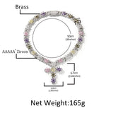 Load image into Gallery viewer, Colorful Flower Cuban Chain Full Paved Iced Out Bling Cubic Zirconia Cross Charms Baguette CZ Cuban Chain HipHop Jewelry