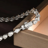 Load image into Gallery viewer, 3*5mm Pear Cut All Moissanite Diamond Tennis Bracelet For Women S925 Silver Plated White Gold Waterdrop Shape Jewelry with GRA