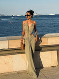 Load image into Gallery viewer, Sexy Women's Backless Dress Halter Sleeveless Waist Hollow Out Solid Female Dresses 2026 Summer Vacation Beach Fashion Lady Robe