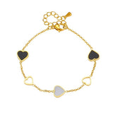 Load image into Gallery viewer, Vintage Black White Enamel Heart Charm BraceletHollow Heart Link Bracelet Elegant Wrist Jewelry for Women
