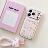 Load image into Gallery viewer, INS Electroplated Leather Hellokitty Phone Case for iPhone 17 Pro 15 14 16 Pro Max Fundas with Plush Pendant Strap Cute Cases
