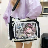 Load image into Gallery viewer, Y2k New Sweet Ita Shoulder Bag Lolita Girl Transparent Crossbody Bag Women Large Capacity Lace Tote Bag Cute DIY Display Handbag