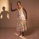 Load image into Gallery viewer, Australia Z Brand 2026 New Sexy Suspender Colorful Embroidered Lace Long Skirt Dress