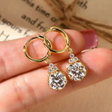 Load image into Gallery viewer, Sweetrain 1CT 2CT Moissanite Drop Earrings For Women Sparkling Lab Diamond 18K Gold Plated 925 Sterling Silver Dangle Earring