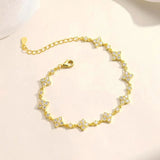 Load image into Gallery viewer, Rrjzz Round D-Color 3mm 2.5mm 2mm Full Moissanite Clover Lucky Bracelet Four Leaf Flower Beaded Bracelet for Women Jewelry Gifts