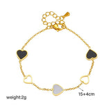 Load image into Gallery viewer, Vintage Black White Enamel Heart Charm BraceletHollow Heart Link Bracelet Elegant Wrist Jewelry for Women