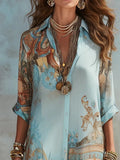 Load image into Gallery viewer, Elegant Shirt Dress for Women Digital Print Turndown Collar Single-breasted Dresses Flowy Casual Boho Summer Clothing
