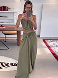 Load image into Gallery viewer, Sexy Women's Backless Dress Halter Sleeveless Waist Hollow Out Solid Female Dresses 2026 Summer Vacation Beach Fashion Lady Robe