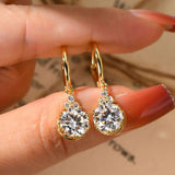 Load image into Gallery viewer, Sweetrain 1CT 2CT Moissanite Drop Earrings For Women Sparkling Lab Diamond 18K Gold Plated 925 Sterling Silver Dangle Earring