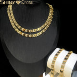 Load image into Gallery viewer, Geometric Moon Shaped Bling Cz Charm Link Chain High Polished Shiny Gold Color Metal Bracelet Necklace Fashion Women Jewelry
