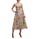 Load image into Gallery viewer, Australia Z Brand 2026 New Sexy Suspender Colorful Embroidered Lace Long Skirt Dress