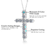 Load image into Gallery viewer, BLUEENCH Full Moissanite Cross Pendant Necklace Original 925 Sterling Sliver Chain Plated 18k White Gold Fine Necklace for Women