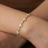 Load image into Gallery viewer, Rrjzz Round D-Color 3mm 2.5mm 2mm Full Moissanite Clover Lucky Bracelet Four Leaf Flower Beaded Bracelet for Women Jewelry Gifts