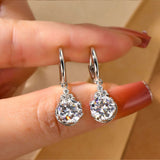 Load image into Gallery viewer, Sweetrain 1CT 2CT Moissanite Drop Earrings For Women Sparkling Lab Diamond 18K Gold Plated 925 Sterling Silver Dangle Earring