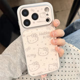 Load image into Gallery viewer, INS Electroplated Leather Hellokitty Phone Case for iPhone 17 Pro 15 14 16 Pro Max Fundas with Plush Pendant Strap Cute Cases
