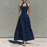 Load image into Gallery viewer, 2026 European and American Spring and Summer Neck-Hanging Linen-Style Leisure Fashion Slim-Fitting Pocket