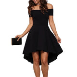 Load image into Gallery viewer, Off-Shoulder Elegance Women’s Asymmetrical Midi Dress - Solid Slim-Fit Season-Versatile Comfort Stretch