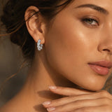 Load image into Gallery viewer, Real 925 Silver Moisanite Earrings D Color 4mm Moissanite Diamond Hoops Earrings for Women Sparking Wedding Fine Jewelry